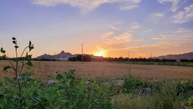 Sunset view over Scott's Bluff from Robideaux RV Park